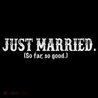 Just Married So Far So Good Funny Bride Groom On Back Tank Top thumb 6