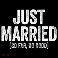 Just Married So Far So Good Newlywed Bride And Groom Stripe Pom Pom Beanie thumb 2