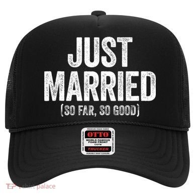 Just Married So Far So Good Newlywed Bride And Groom Hat