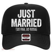 Just Married So Far So Good Newlywed Bride And Groom Hat thumb 0