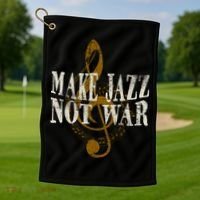 Jazz Music Saxophone Trumpet Gift Golf Towel thumb 1