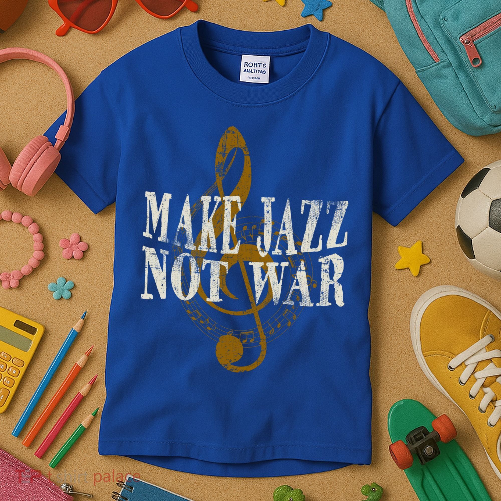 Jazz Music Saxophone Trumpet Gift Kids T-Shirt
