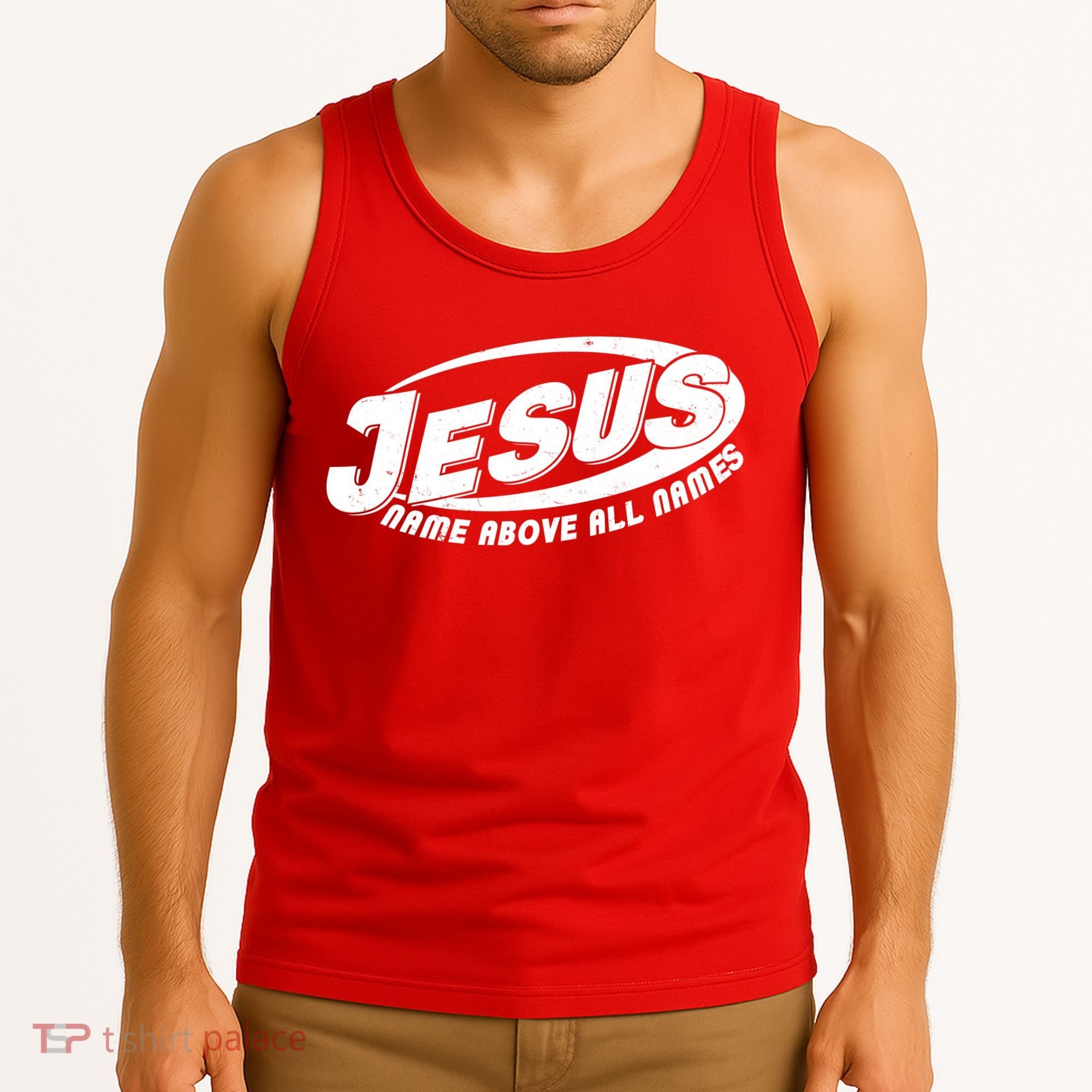 Jesus Name Above All Names Sports Style Logo Tank Top