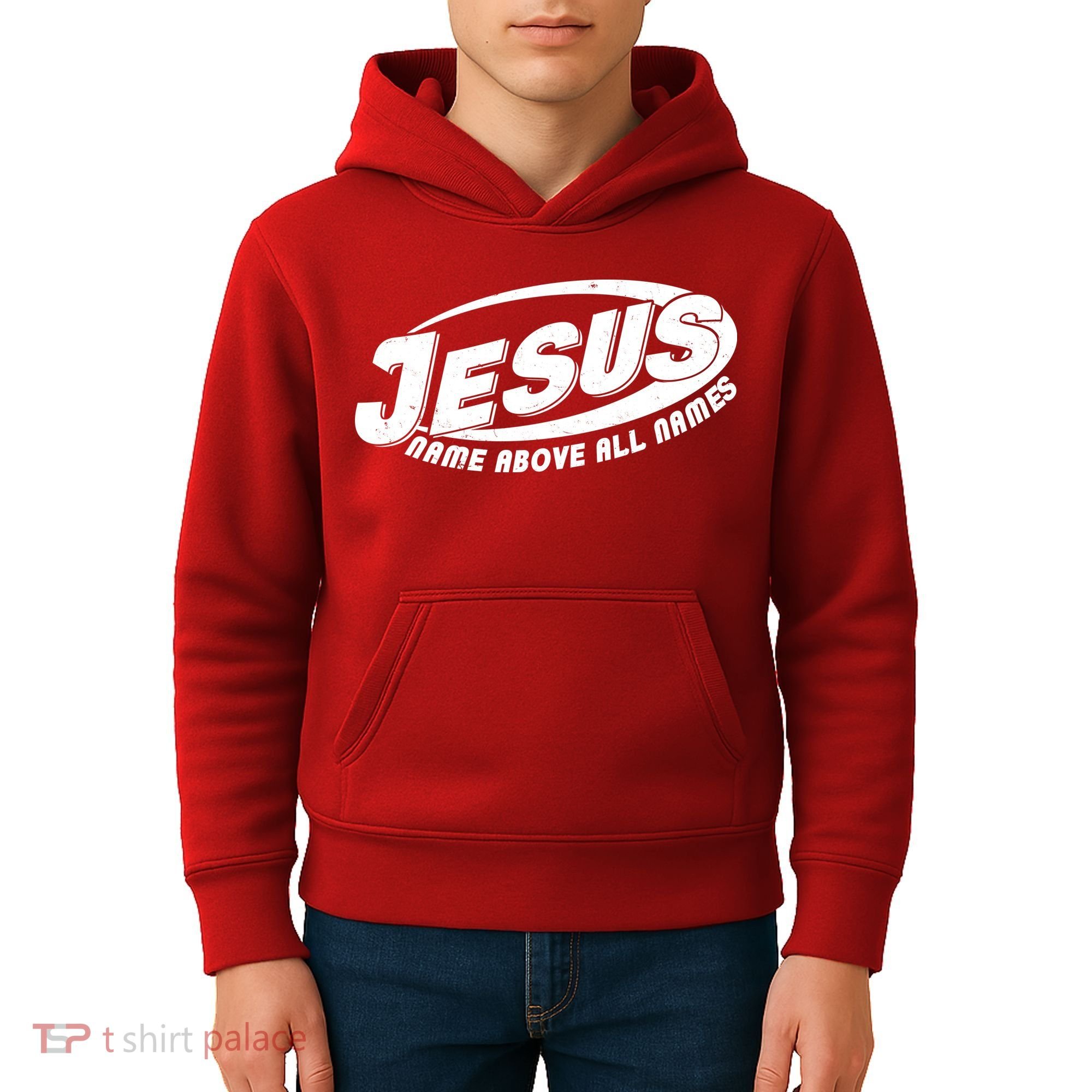 Jesus Name Above All Names Sports Style Logo Kids Hoodie