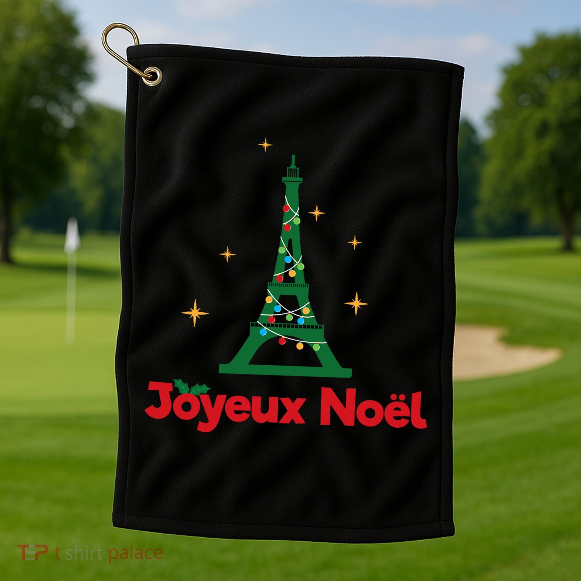 Joyeux Noel French Merry Christmas Golf Towel