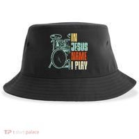 Jesus Name I Play Drums God Drumming Music Christian Drummer Sustainable Bucket Hat thumb 0