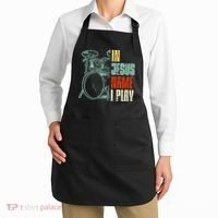 Jesus Name I Play Drums God Drumming Music Christian Drummer Apron thumb 2