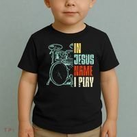 Jesus Name I Play Drums God Drumming Music Christian Drummer Toddler T-Shirt thumb 2