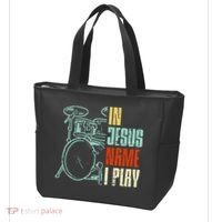 Jesus Name I Play Drums God Drumming Music Christian Drummer Tote Bag thumb 3