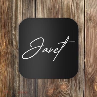 Janet Name In Script Lettering Coaster
