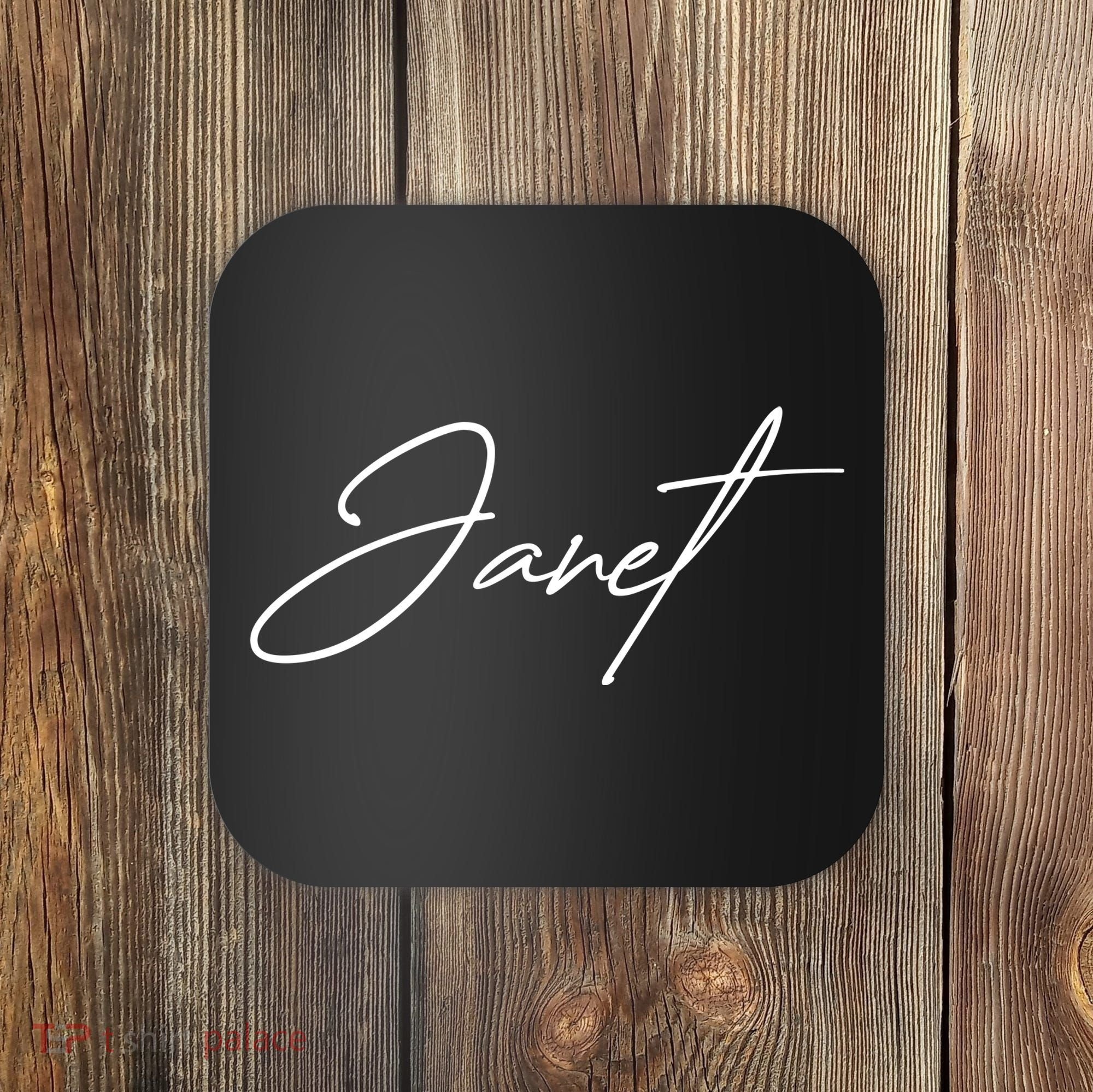 Janet Name In Script Lettering Coaster