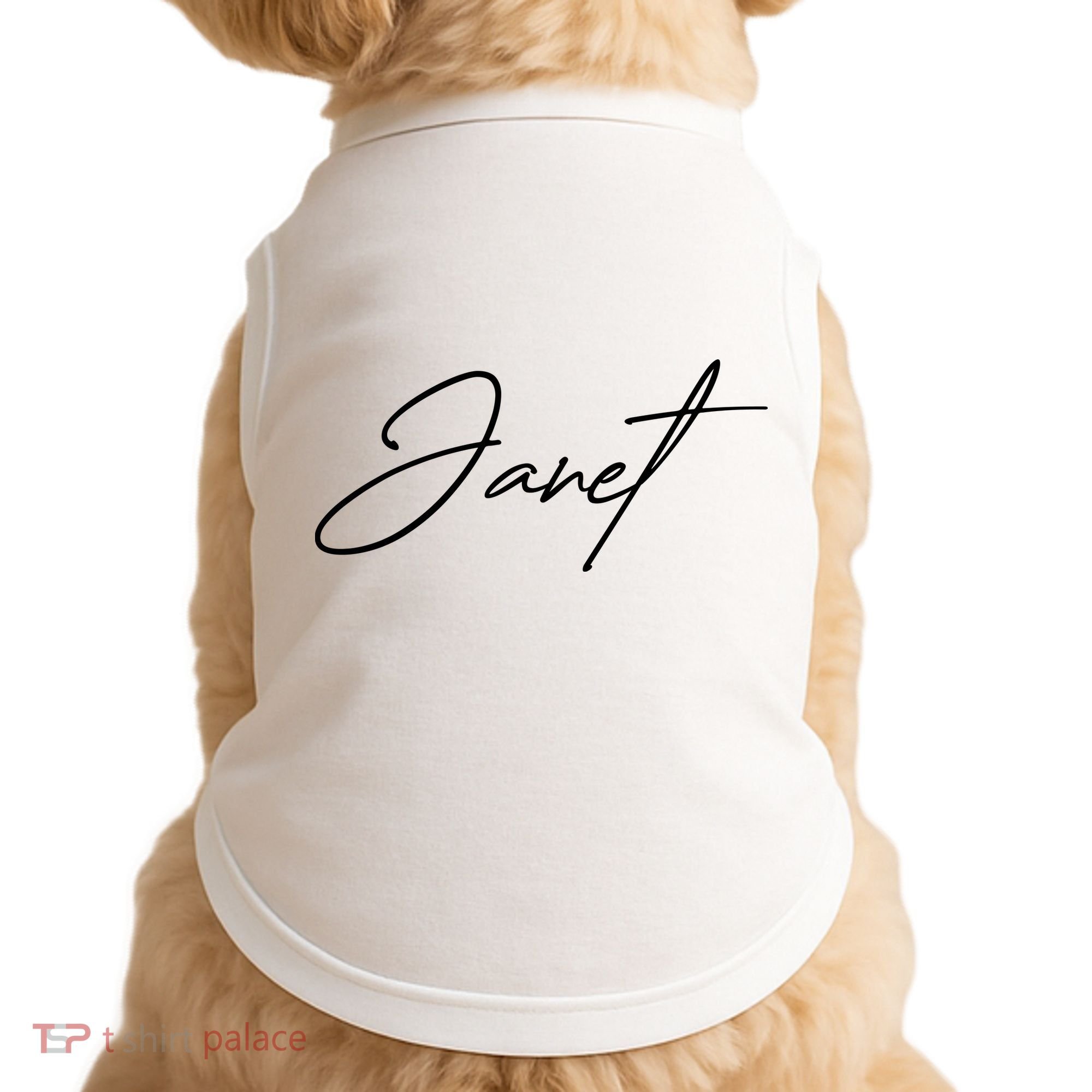 Janet Name In Script Lettering Doggie Tank