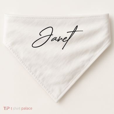 Janet Name In Script Lettering USA-Made Doggie Bandana
