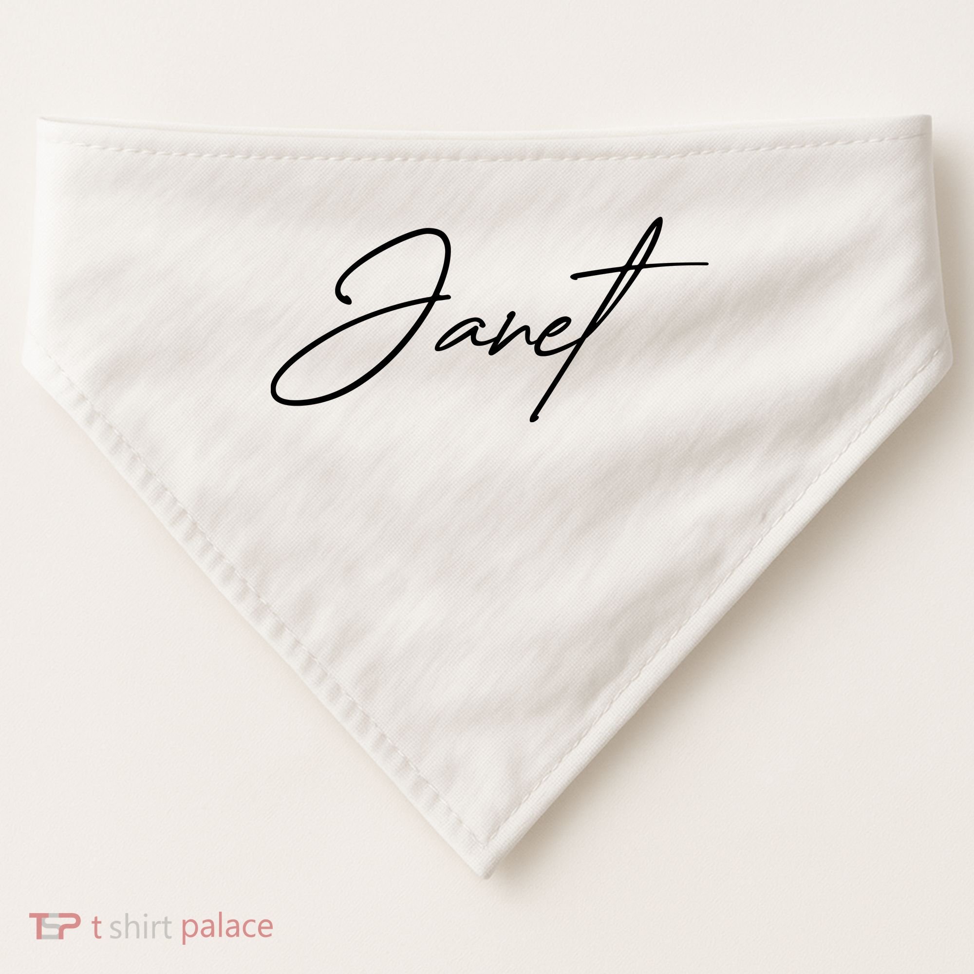 Janet Name In Script Lettering USA-Made Doggie Bandana