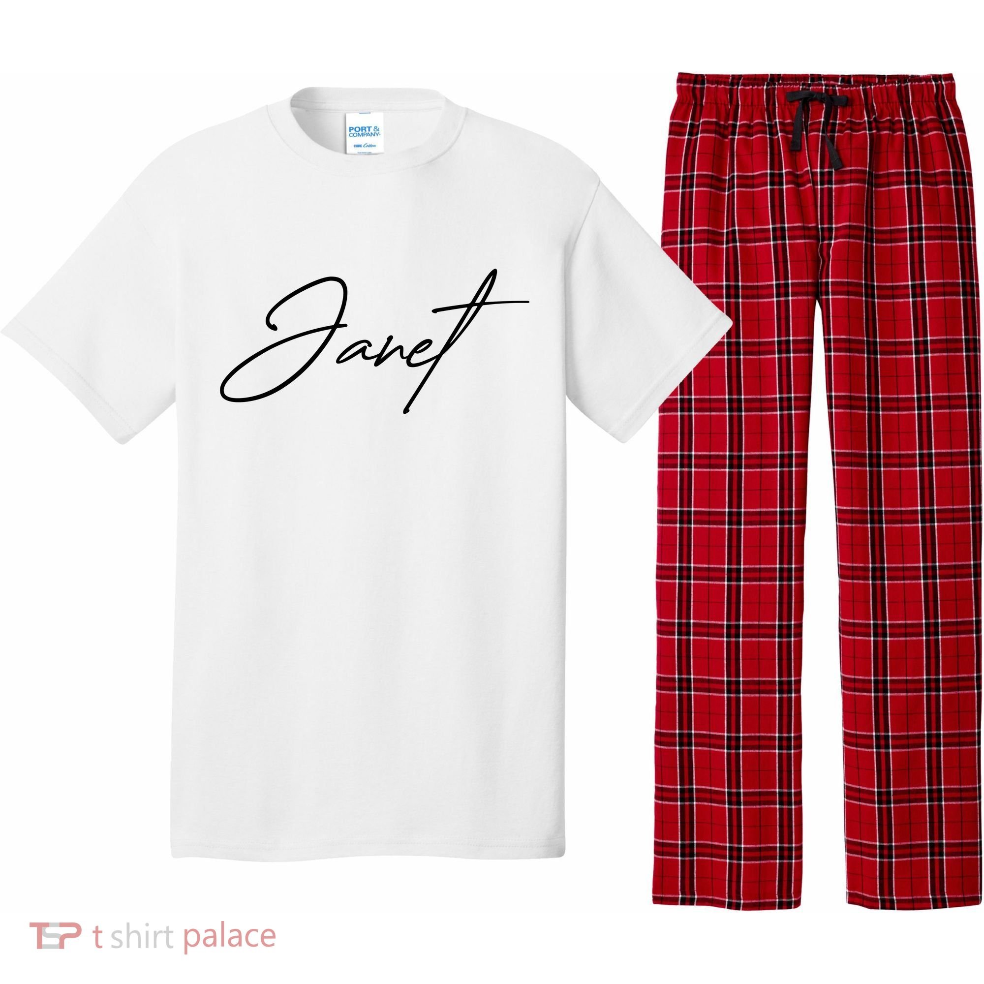 Janet Name In Script Lettering Pajama Set