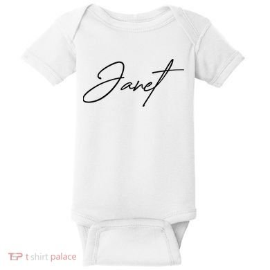 Janet Name In Script Lettering Baby Bodysuit