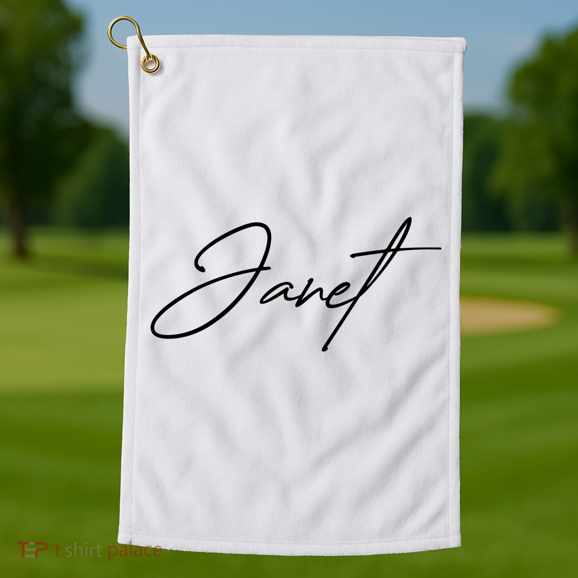 Janet Name In Script Lettering Golf Towel