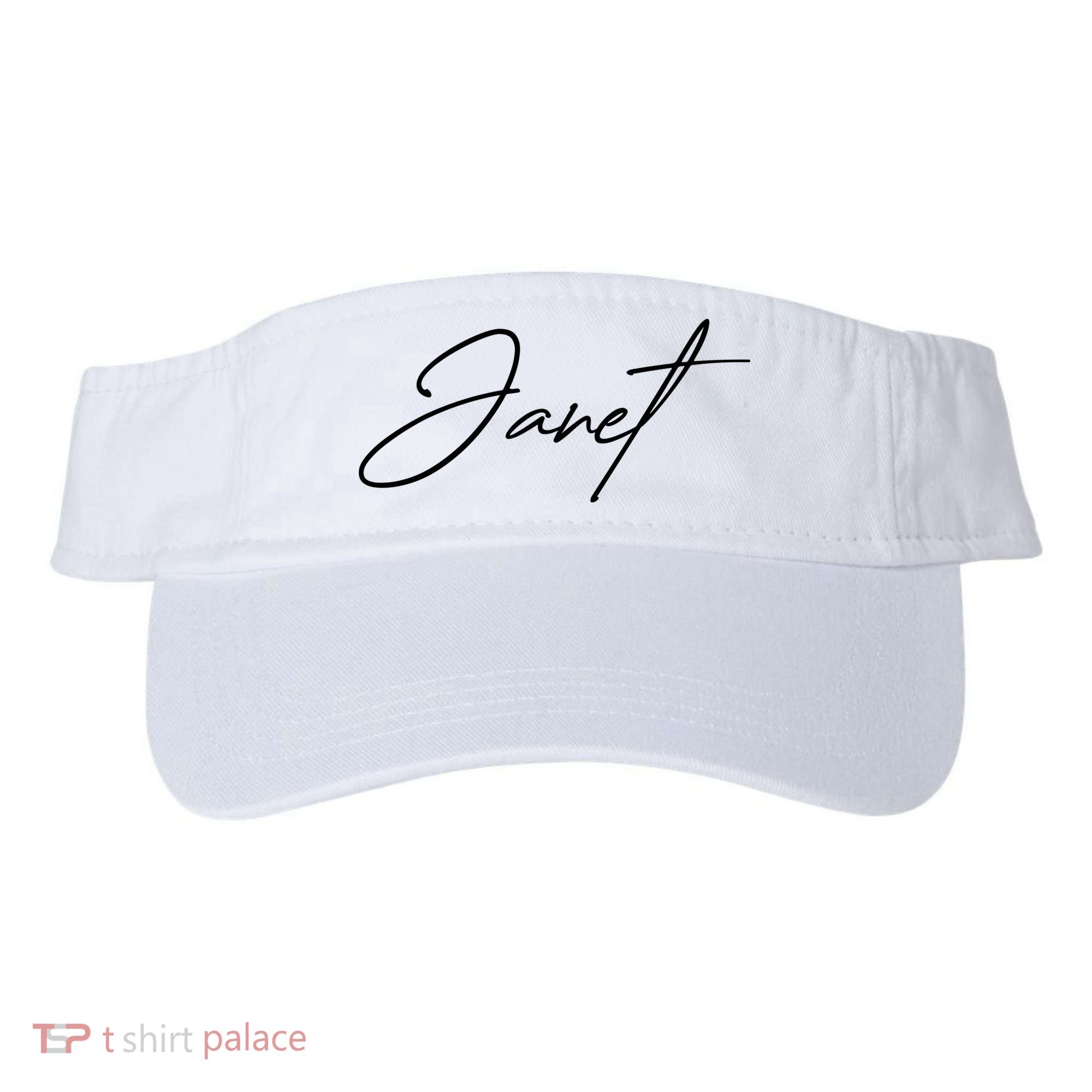 Janet Name In Script Lettering Visor