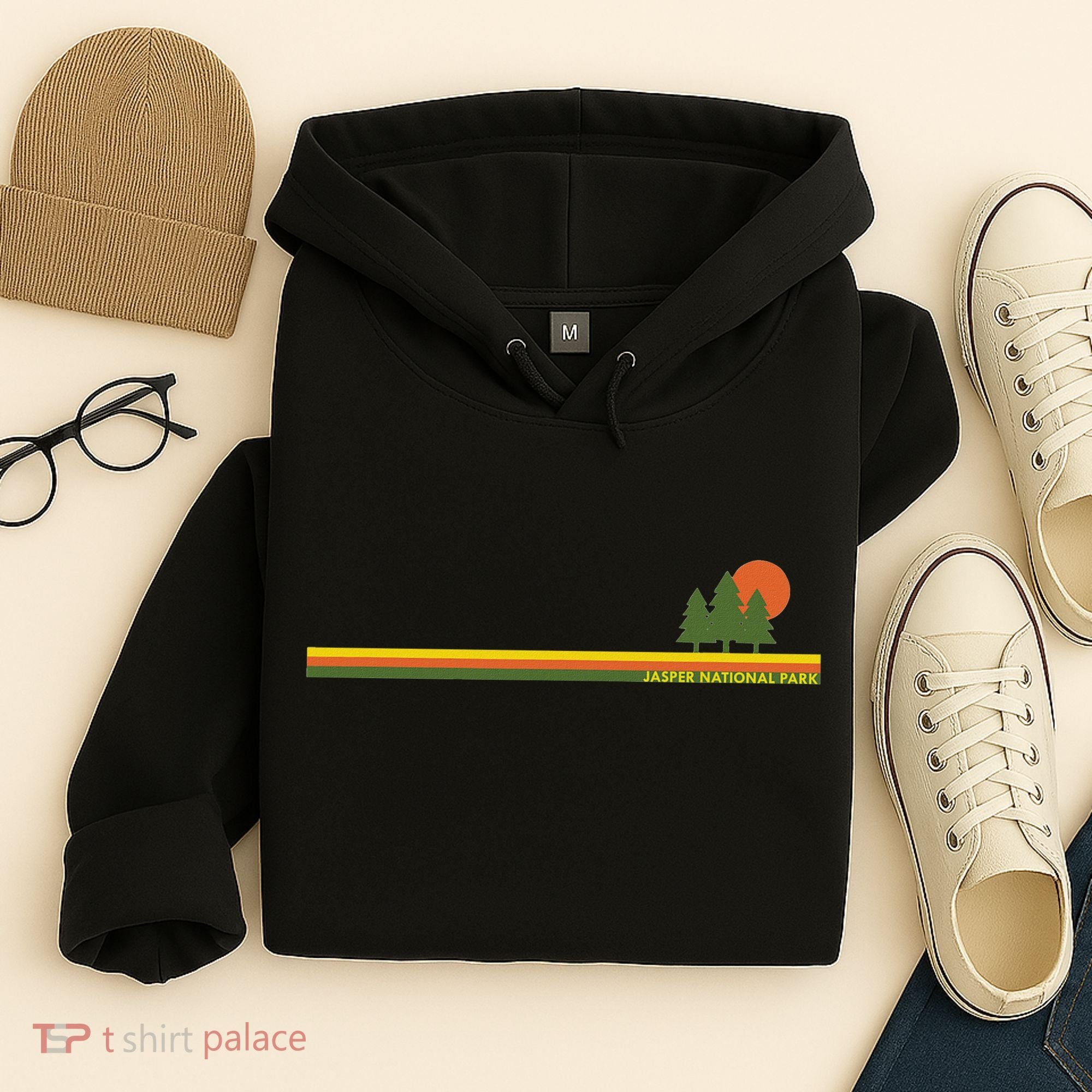 Jasper National Park Pine Trees Sun Hoodie