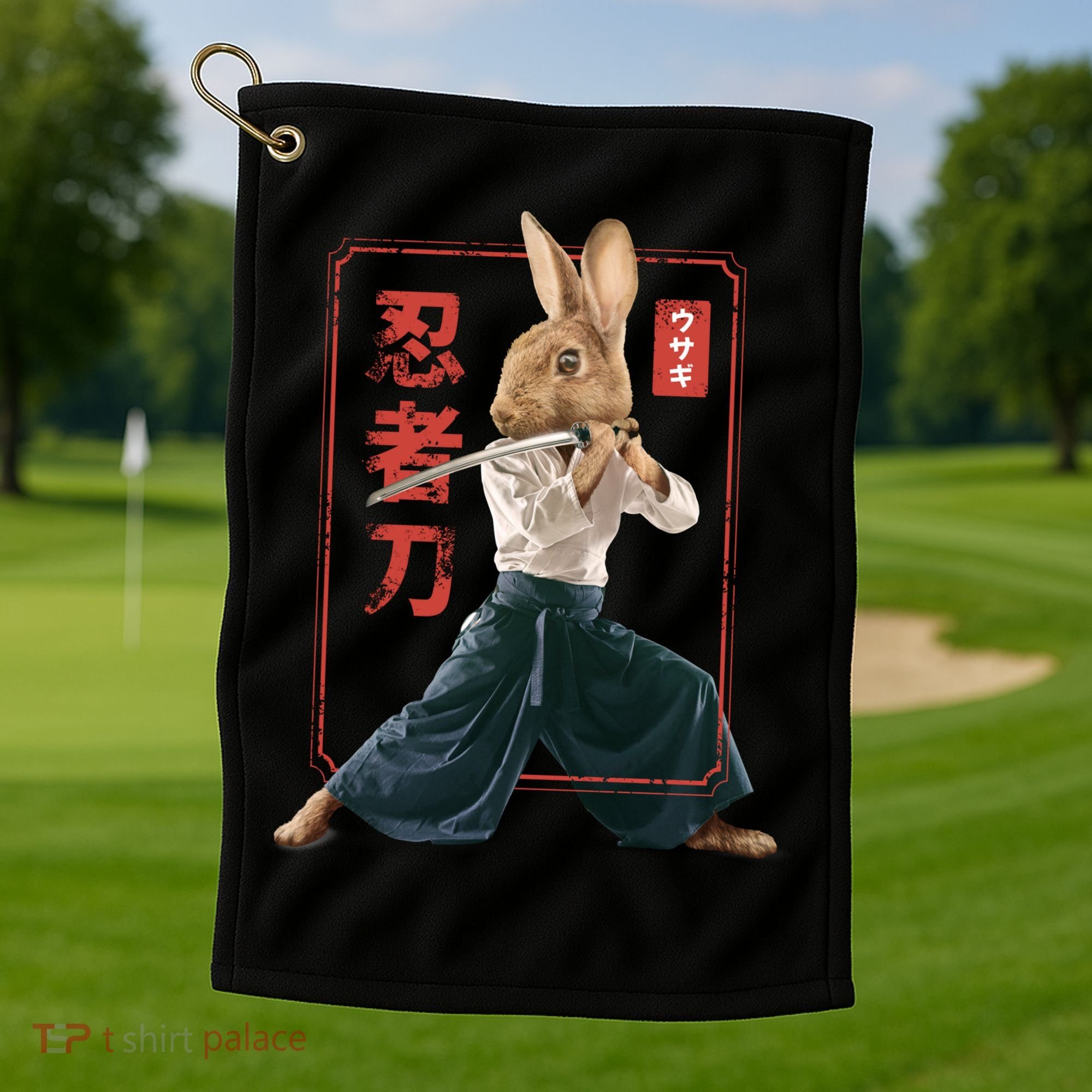 Japanese Ninja Rabbit Golf Towel