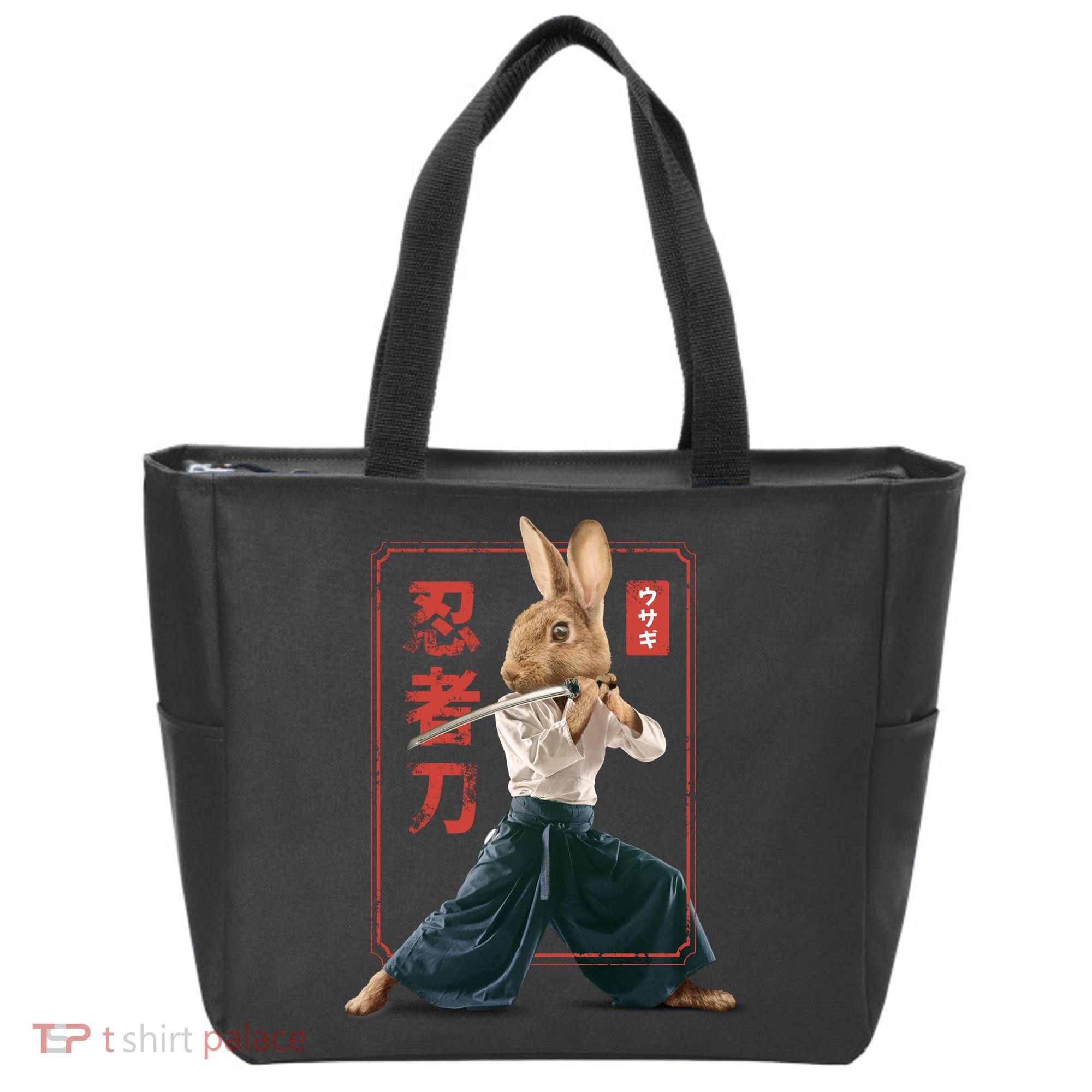Japanese Ninja Rabbit Tote Bag