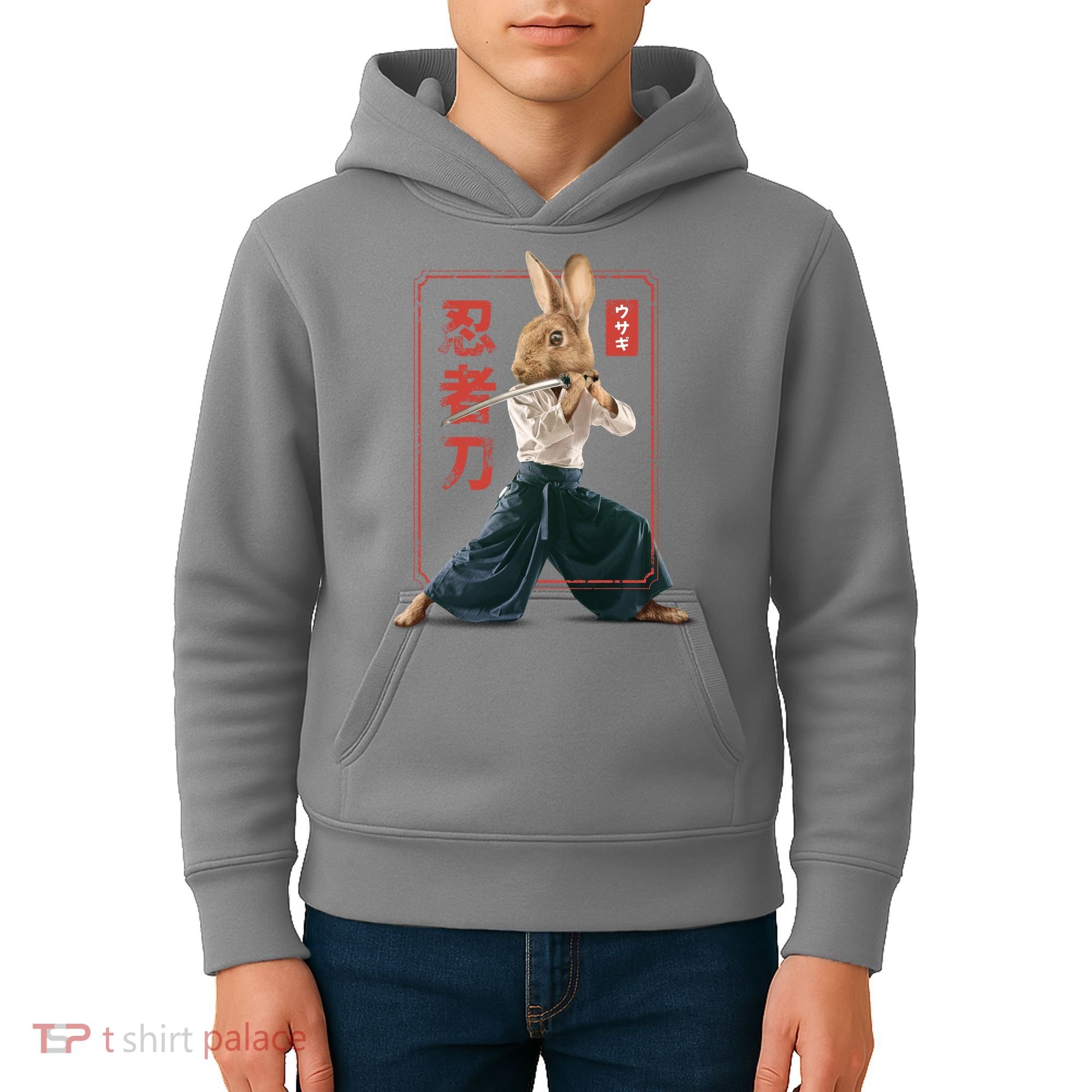 Japanese Ninja Rabbit Kids Hoodie
