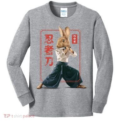 Japanese Ninja Rabbit Kids Long Sleeve Shirt