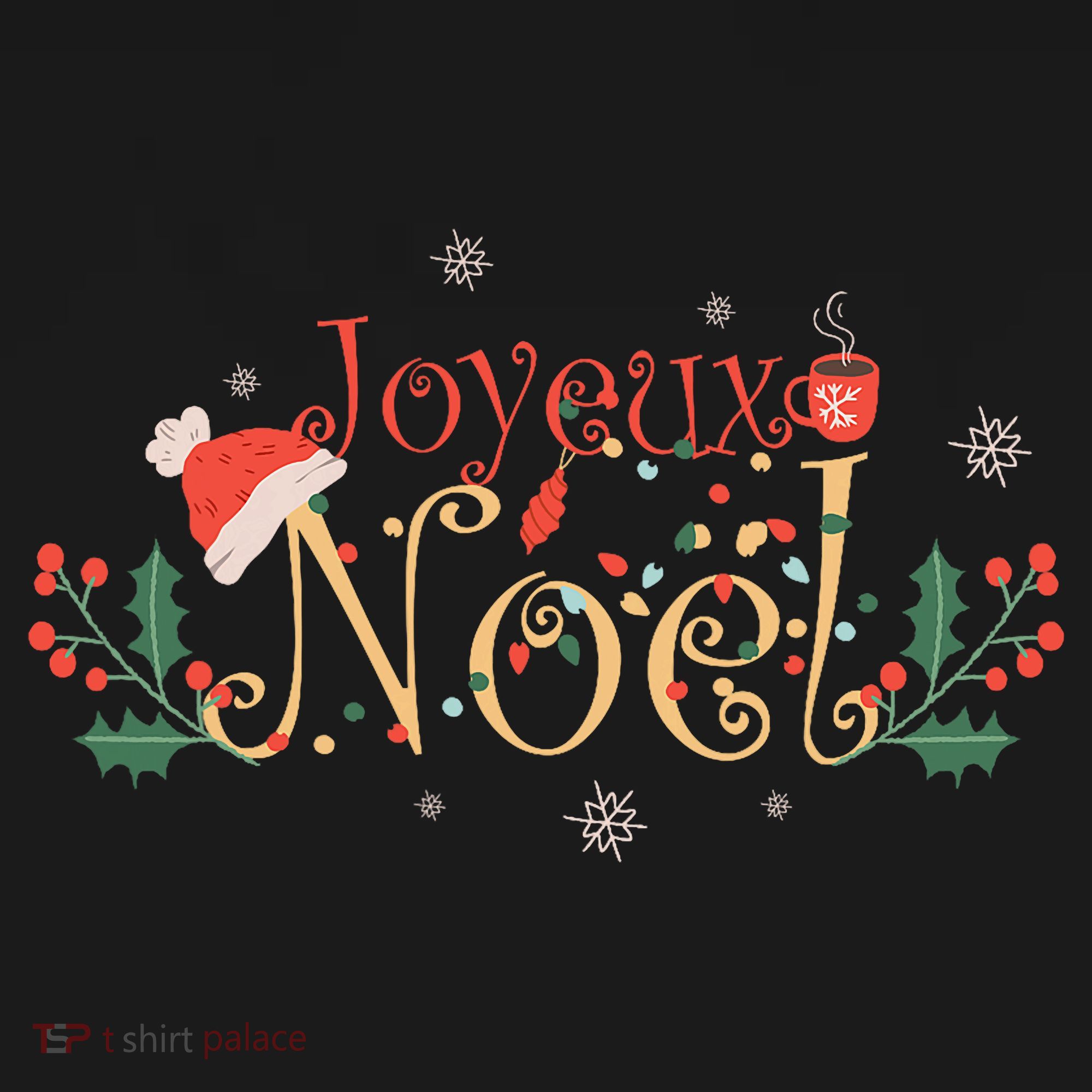 Joyeux Noel Santa Hat Coffee Tea Snowflakes Merry Christmas Baby Bodysuit