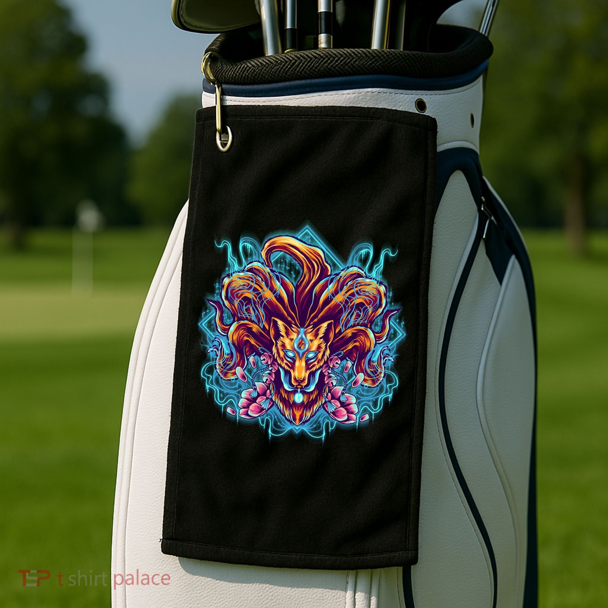 Japanese Nine Tails Kitsune Fox Golf Towel
