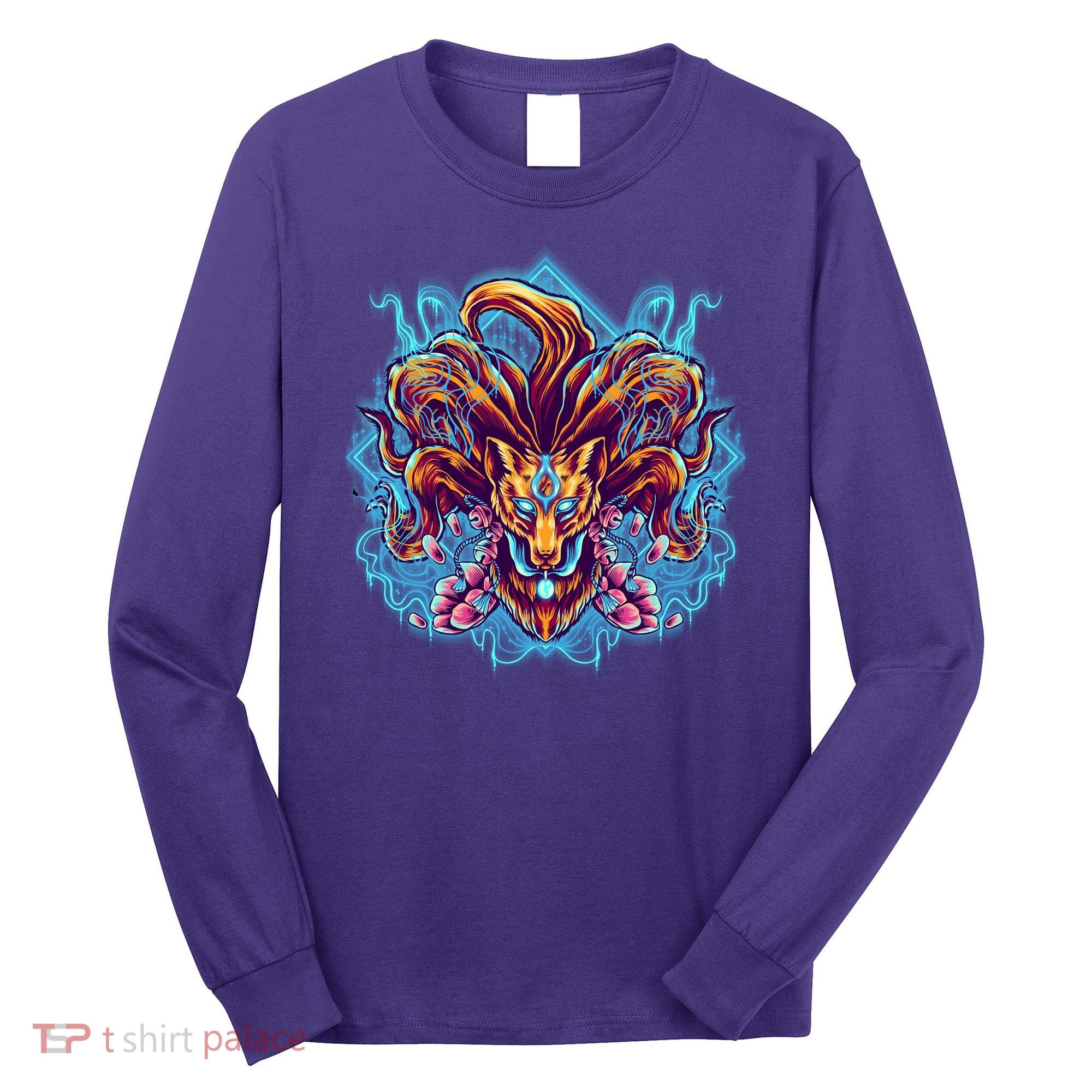 Japanese Nine Tails Kitsune Fox Long Sleeve Shirt