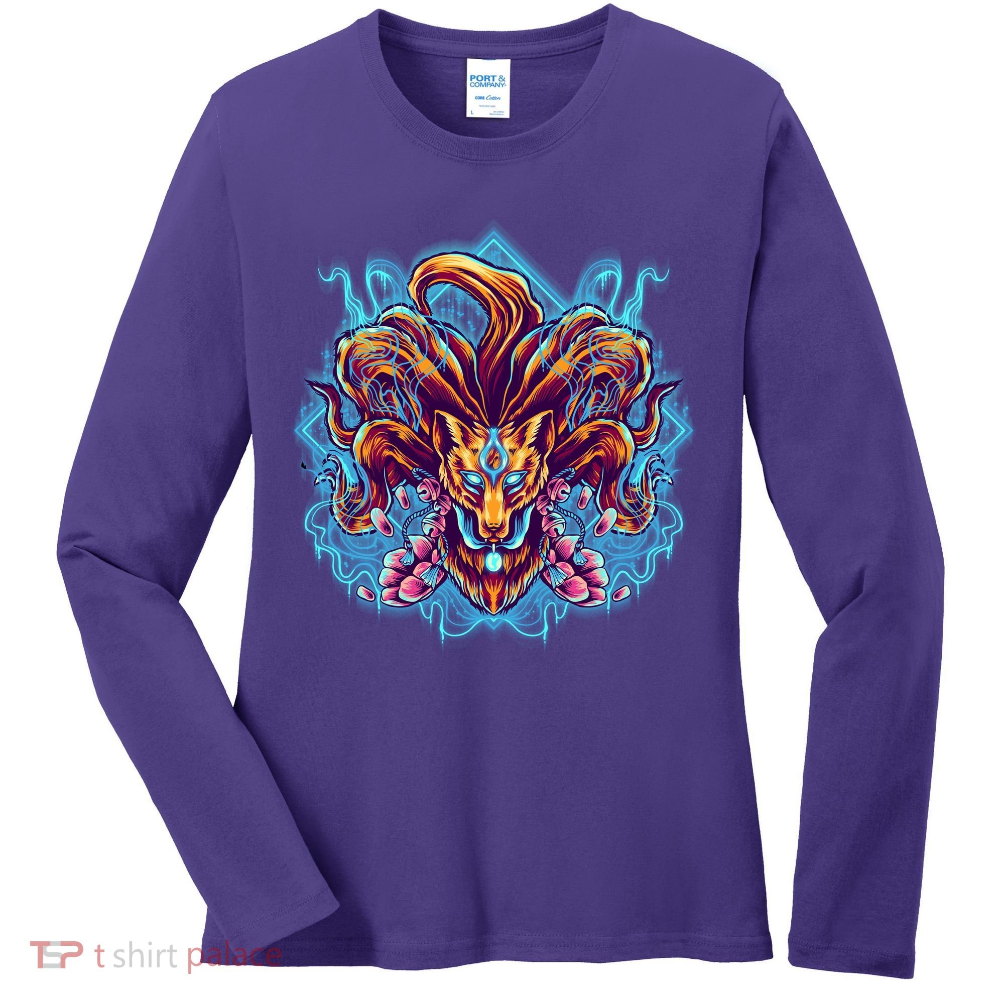 Japanese Nine Tails Kitsune Fox Women's Long Sleeve Shirt