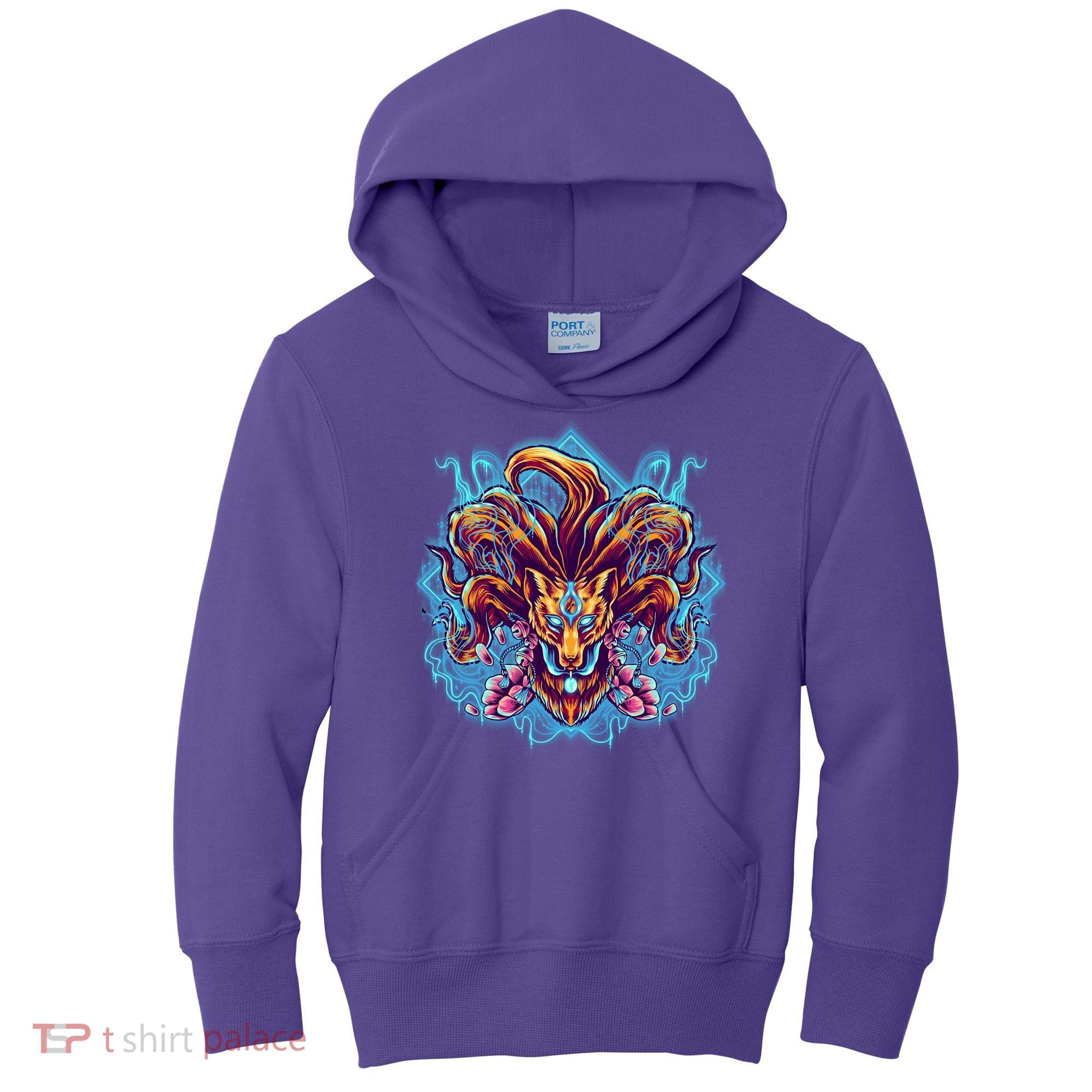Japanese Nine Tails Kitsune Fox Kids Hoodie