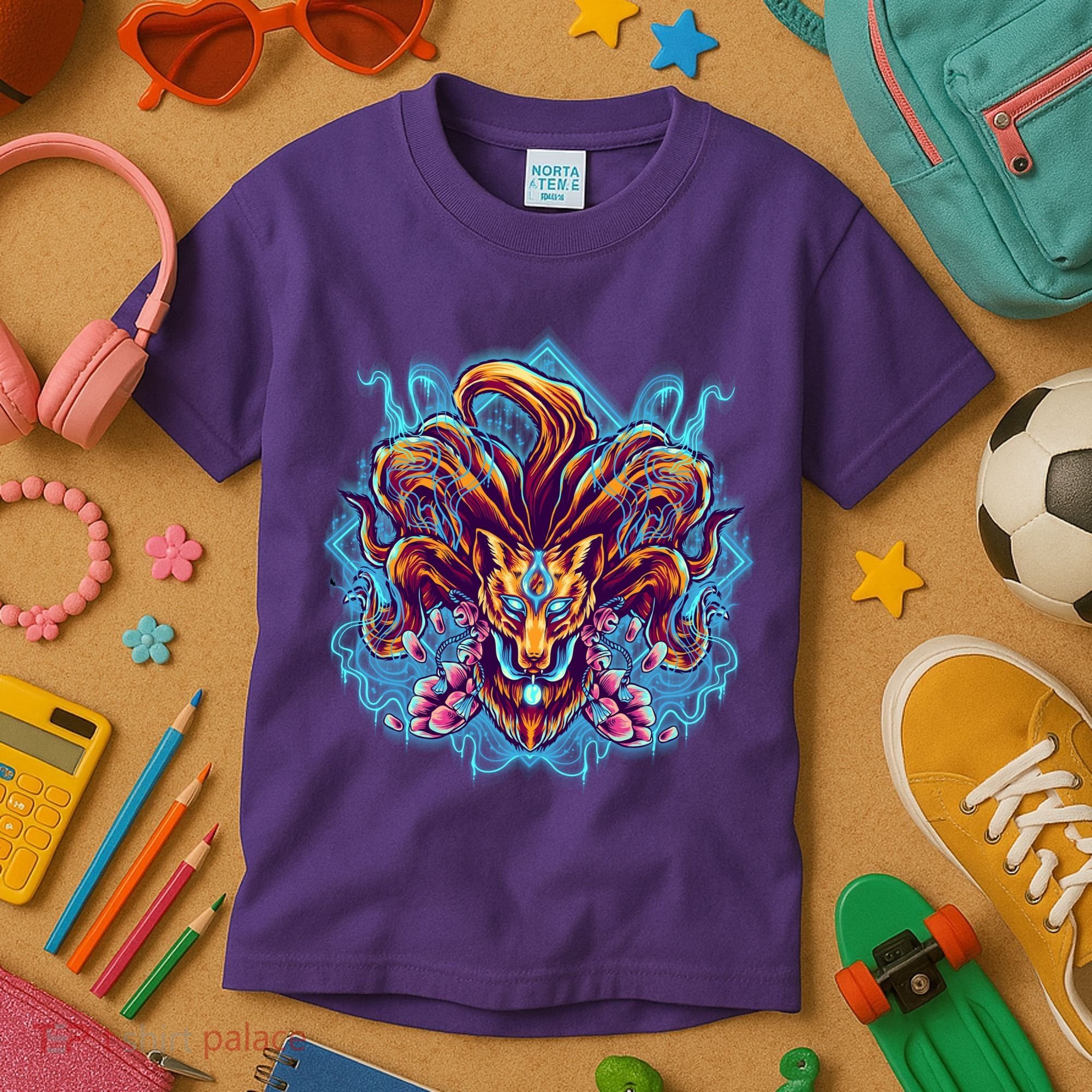 Japanese Nine Tails Kitsune Fox Kids T-Shirt
