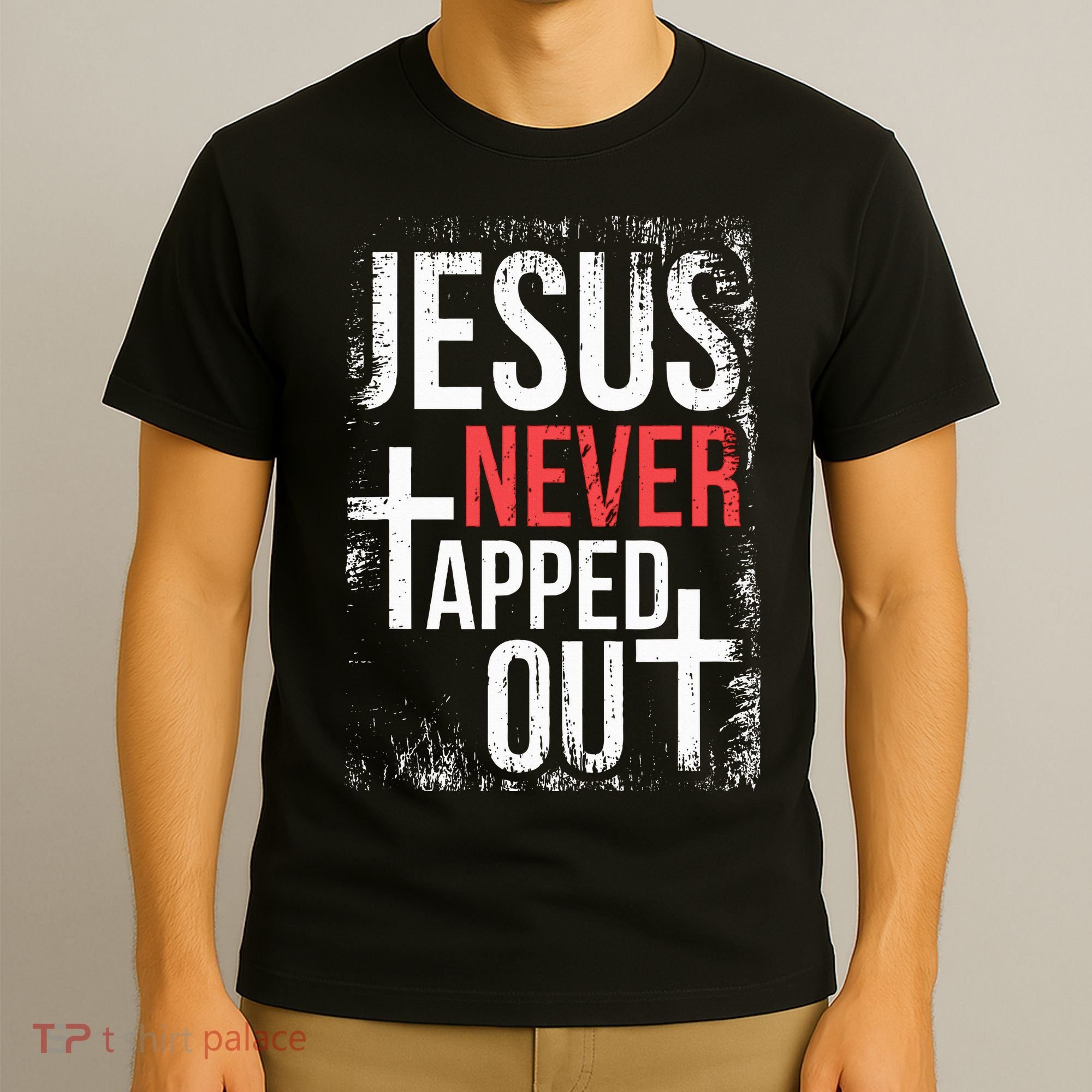 Jesus Never Tapped Out Christian Wrestling Faith Christian T-Shirt