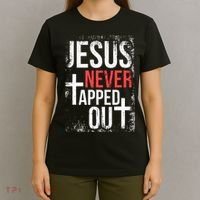 Jesus Never Tapped Out Christian Wrestling Faith Christian T-Shirt thumb 4