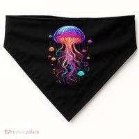 Jellyfish Ocean Animal Scuba Diving Rainbow Jelly Fish USA-Made Doggie Bandana thumb 0