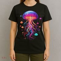 Jellyfish Ocean Animal Scuba Diving Rainbow Jelly Fish T-Shirt thumb 4