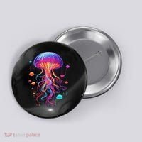 Jellyfish Ocean Animal Scuba Diving Rainbow Jelly Fish Button thumb 0