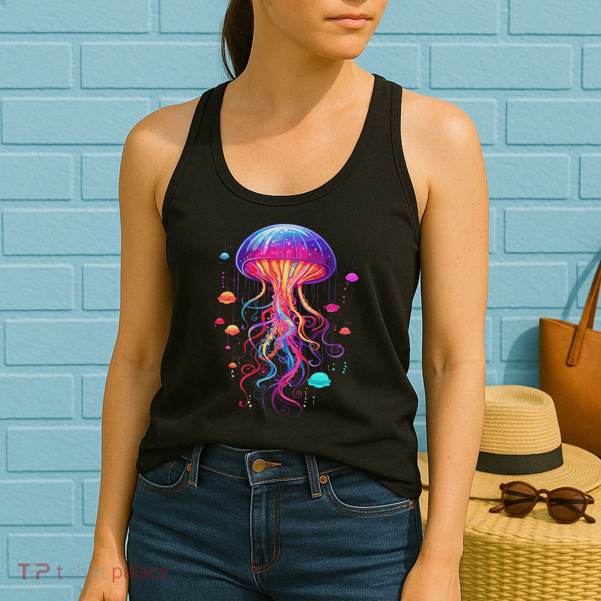 Jellyfish Ocean Animal Scuba Diving Rainbow Jelly Fish Women's Tank Top