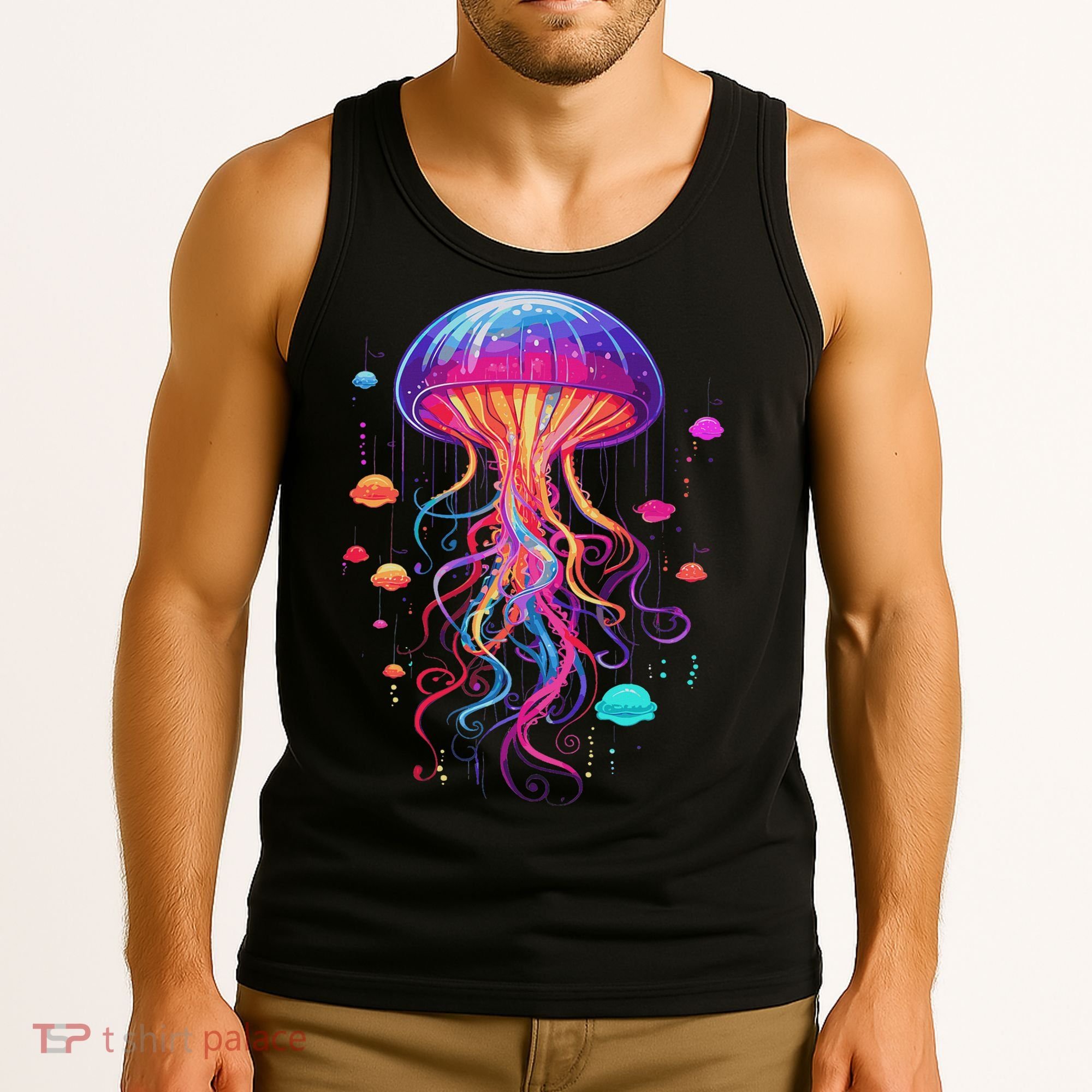 Jellyfish Ocean Animal Scuba Diving Rainbow Jelly Fish Tank Top