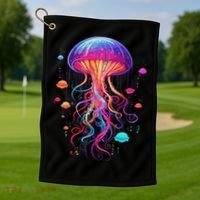 Jellyfish Ocean Animal Scuba Diving Rainbow Jelly Fish Golf Towel thumb 1