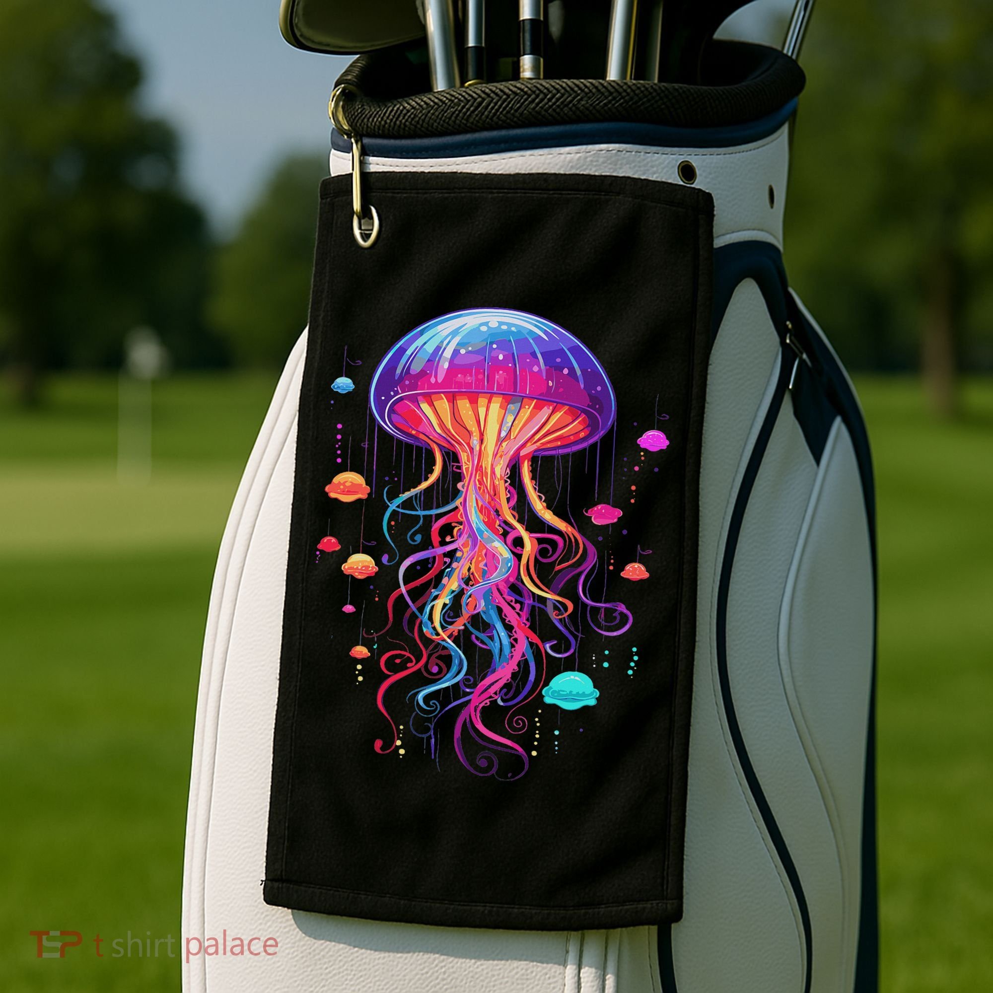 Jellyfish Ocean Animal Scuba Diving Rainbow Jelly Fish Golf Towel