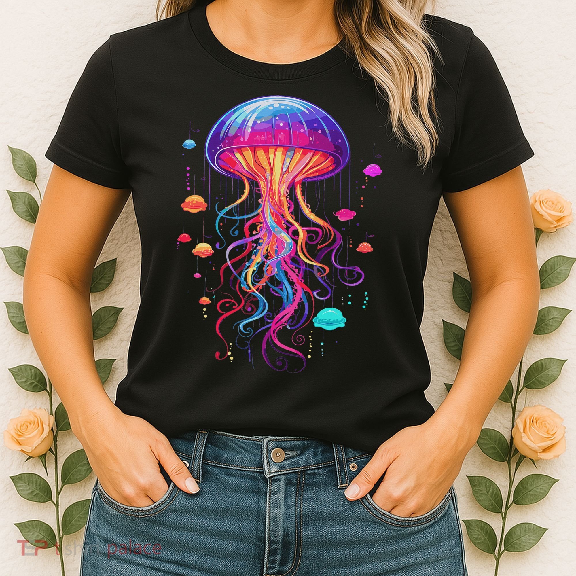 Jellyfish Ocean Animal Scuba Diving Rainbow Jelly Fish Women's T-Shirt