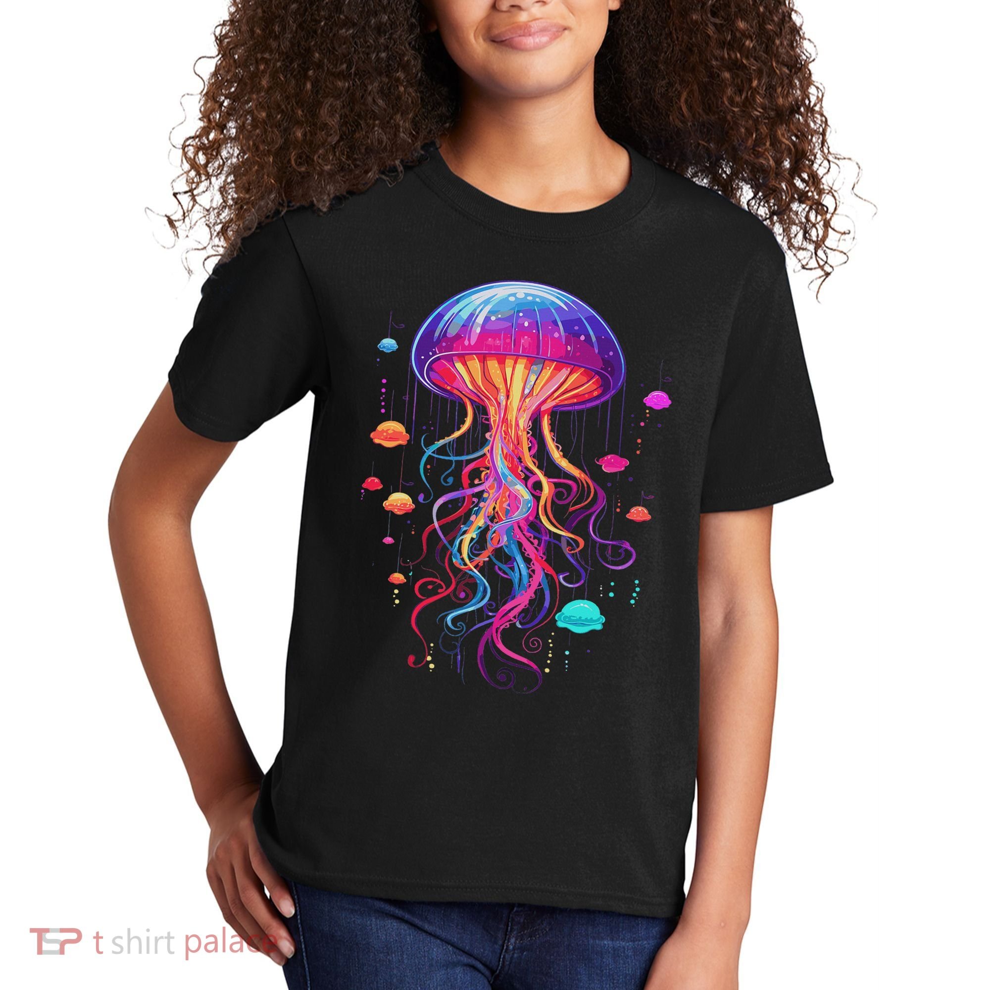 Jellyfish Ocean Animal Scuba Diving Rainbow Jelly Fish Kids T-Shirt