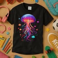 Jellyfish Ocean Animal Scuba Diving Rainbow Jelly Fish Kids T-Shirt thumb 3