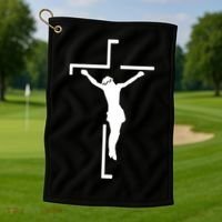 Jesus On Cross Golf Towel thumb 1