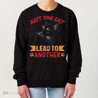 Just One Cat Lead To Another Cat Lover Cat Day Women's Sweatshirt thumb 0