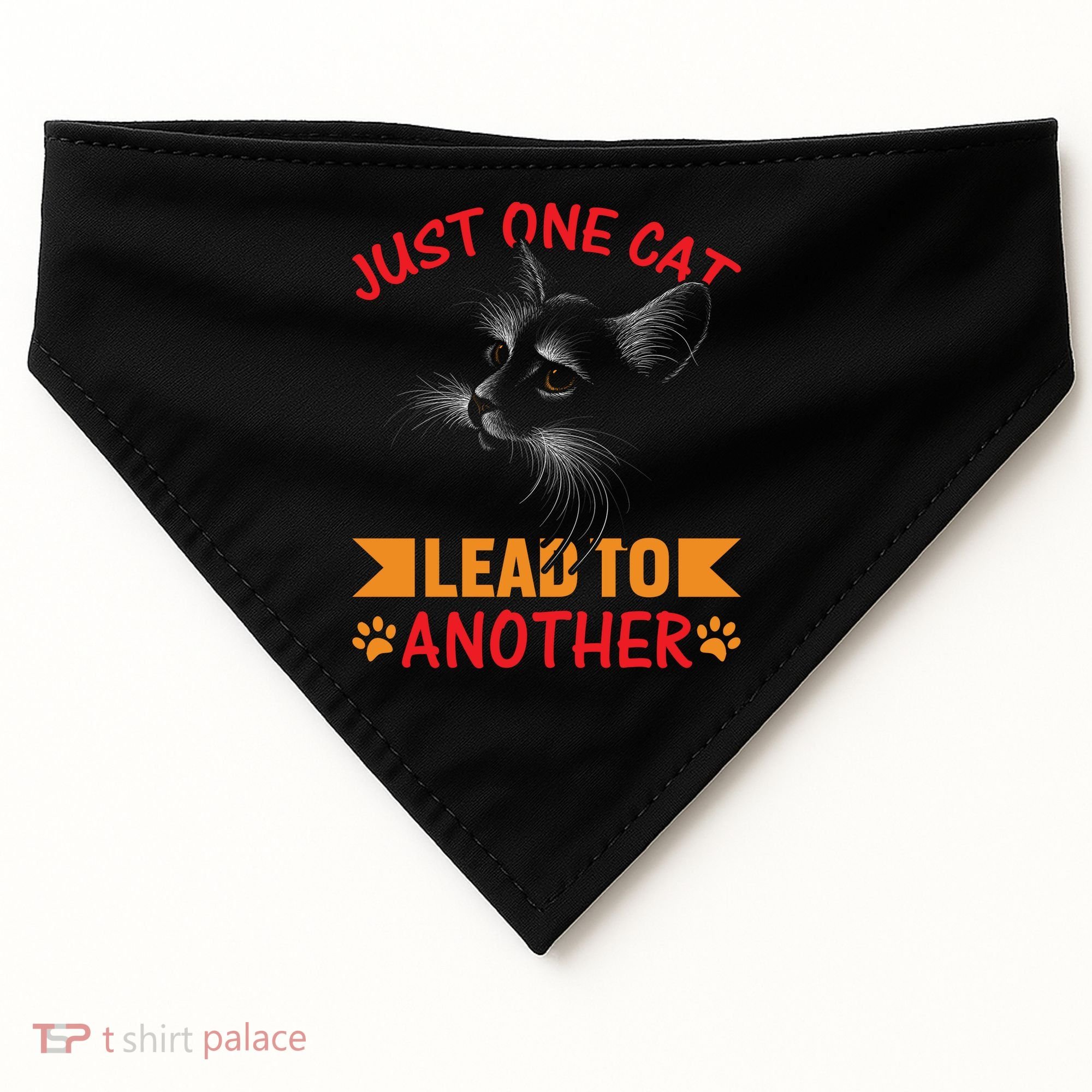 Just One Cat Lead To Another Cat Lover Cat Day USA-Made Doggie Bandana