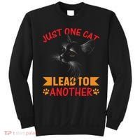 Just One Cat Lead To Another Cat Lover Cat Day Sweatshirt thumb 0