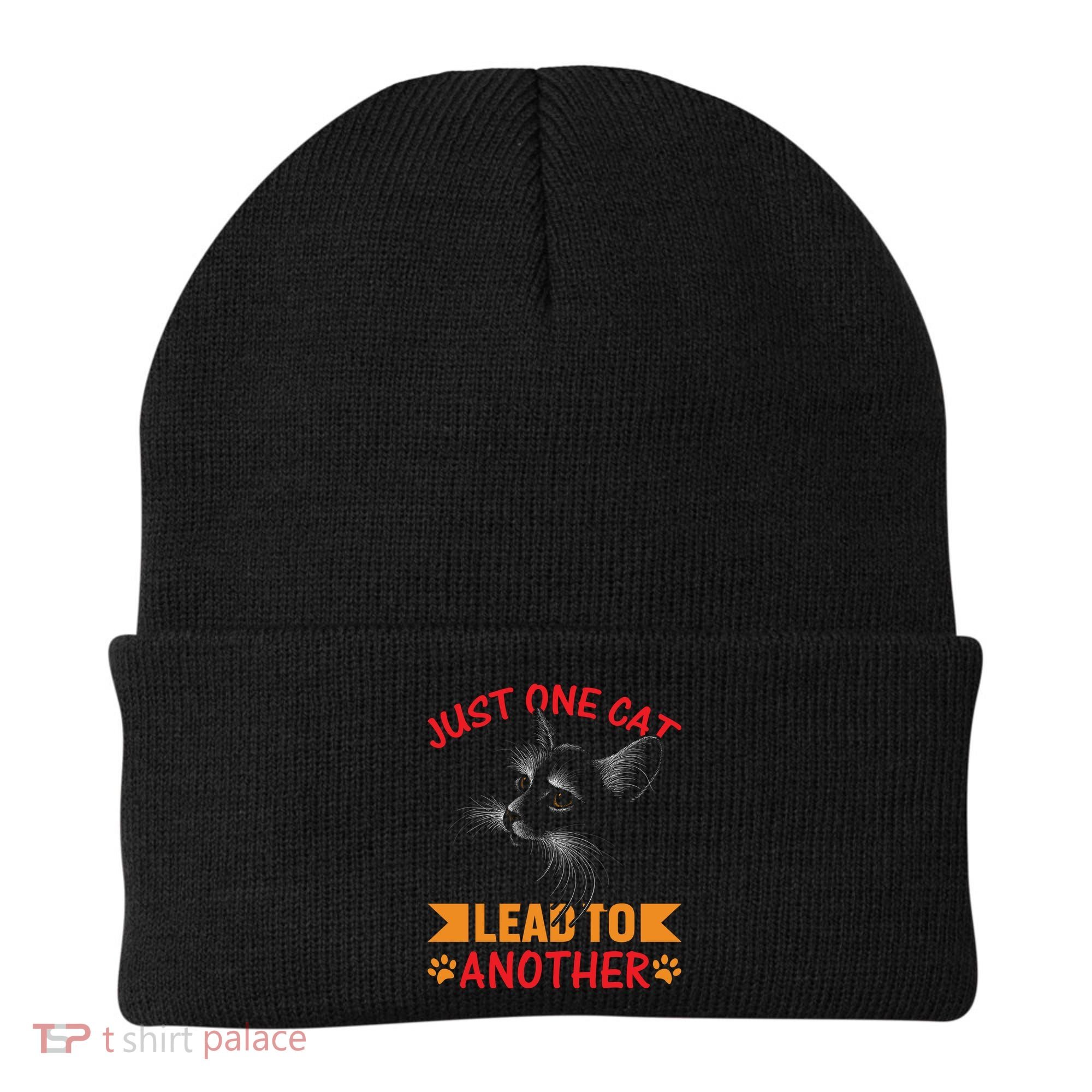 Just One Cat Lead To Another Cat Lover Cat Day Beanie